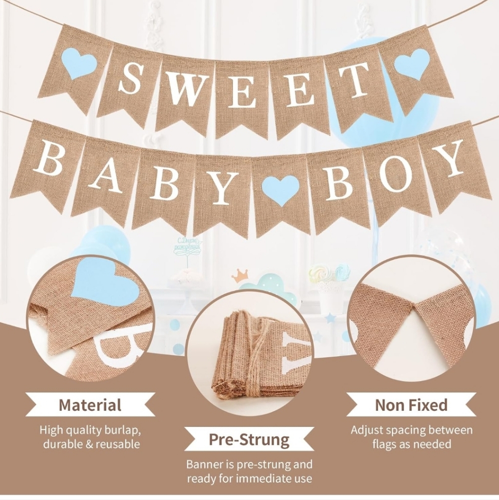 Blue and Tan Party Decorations Triangular Bunting